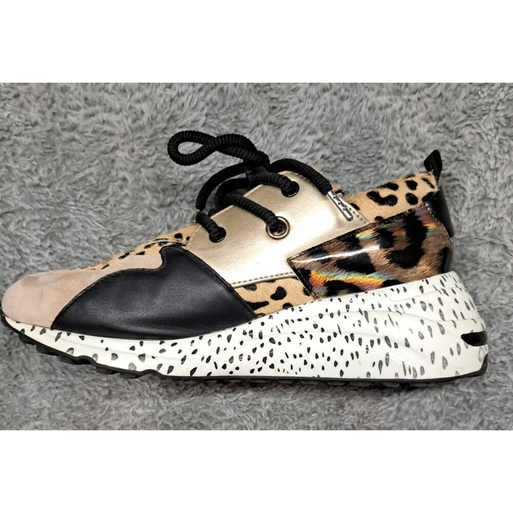 Steve Madden Shoes Women's Size 9.5M Cliff Leopard Print Lace-Up Wedge Sneakers - Picture 3 of 10
